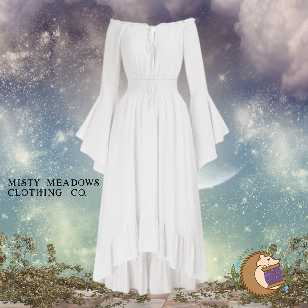 Renaissance Faire Dress Off Shoulder Bell Sleeve 100% COTTON!