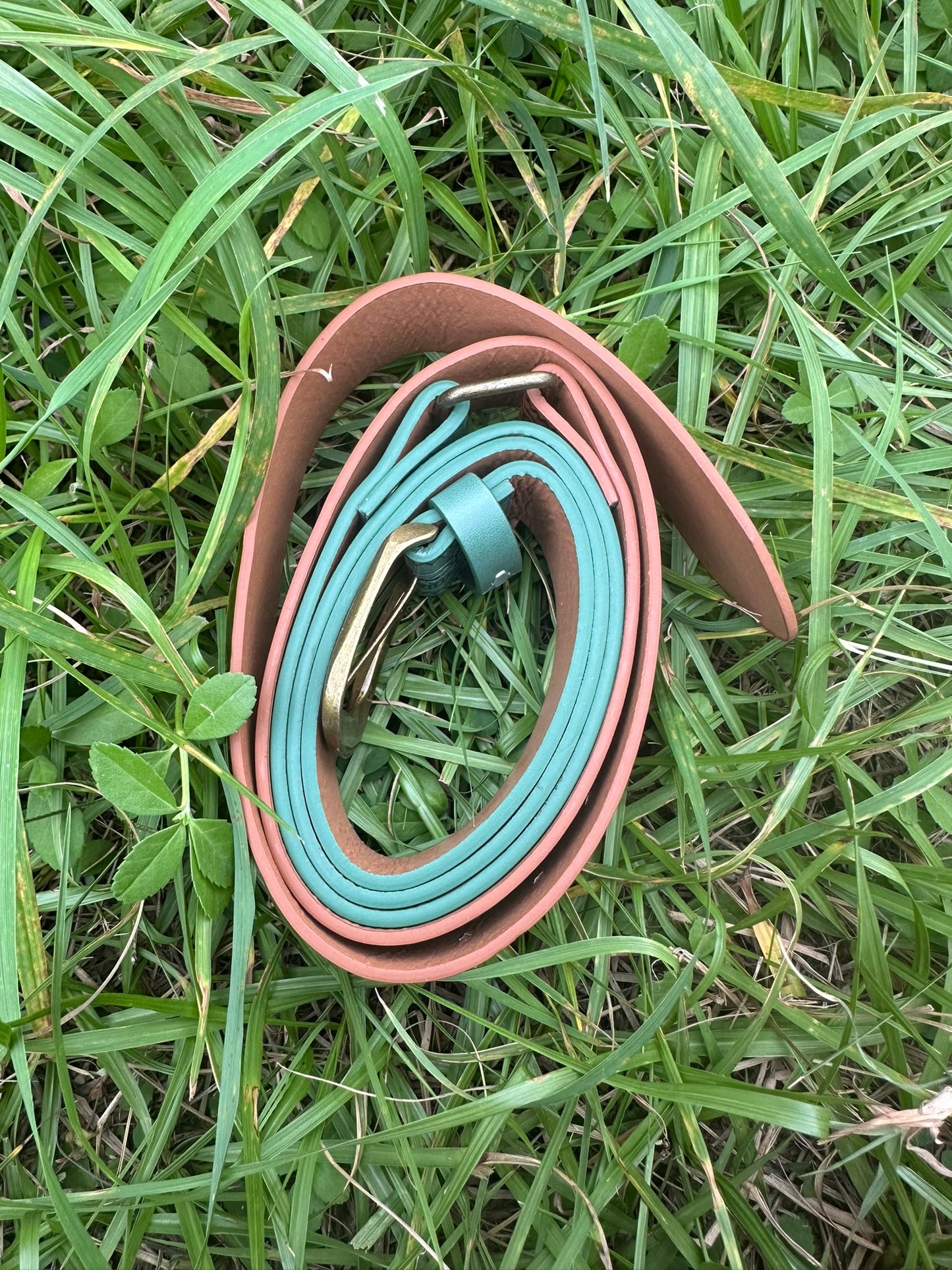 Faux Leather Belt! Green/Brown!