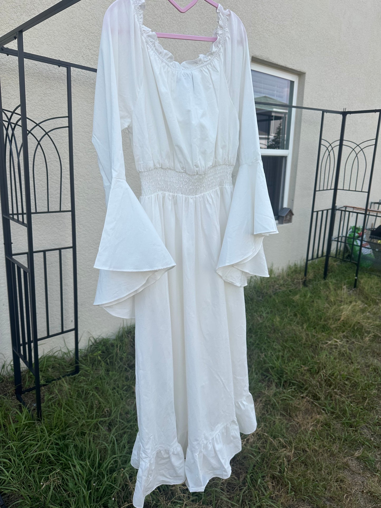 Renaissance Faire Dress Off Shoulder Bell Sleeve 100% COTTON!