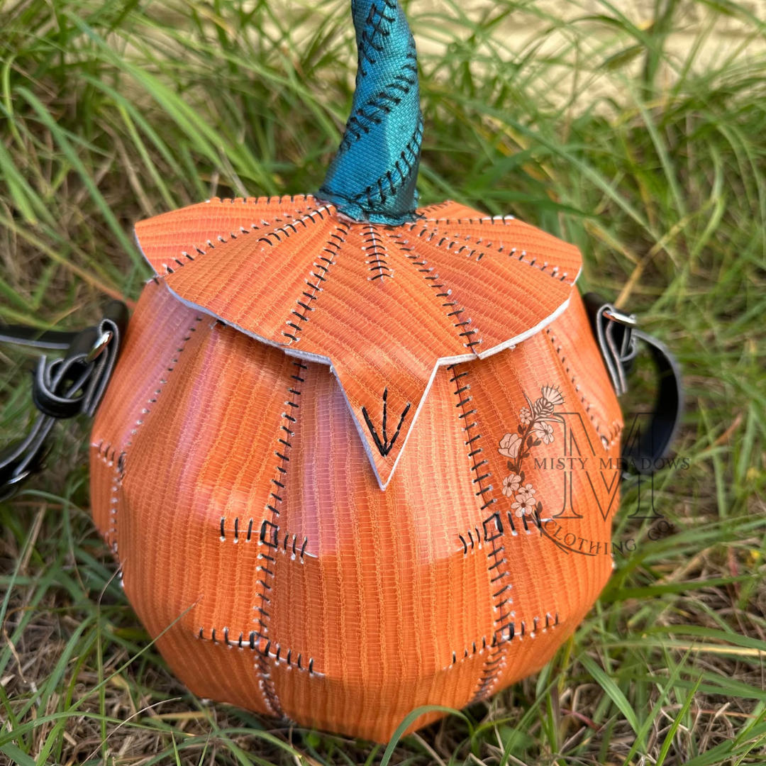 Handstitched Handmade Pumpkin Jack-O-Lantern Purse Bag!