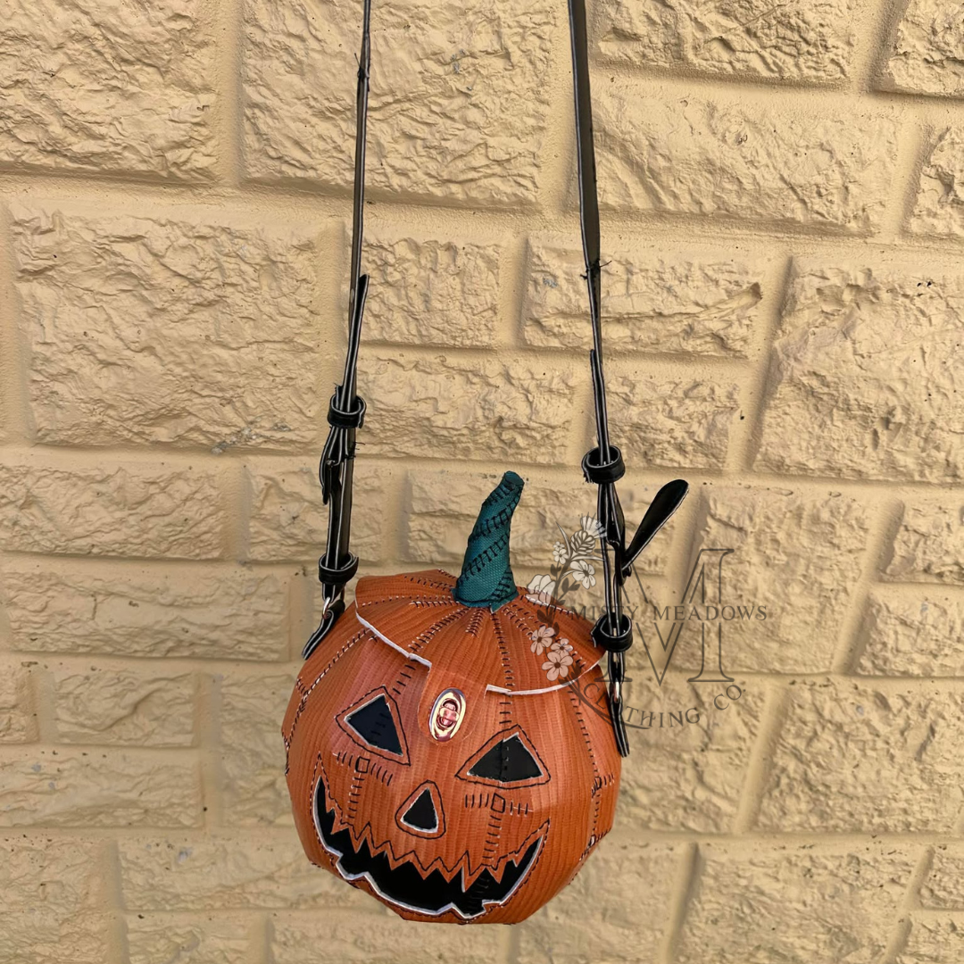 Handstitched Handmade Pumpkin Jack-O-Lantern Purse Bag!