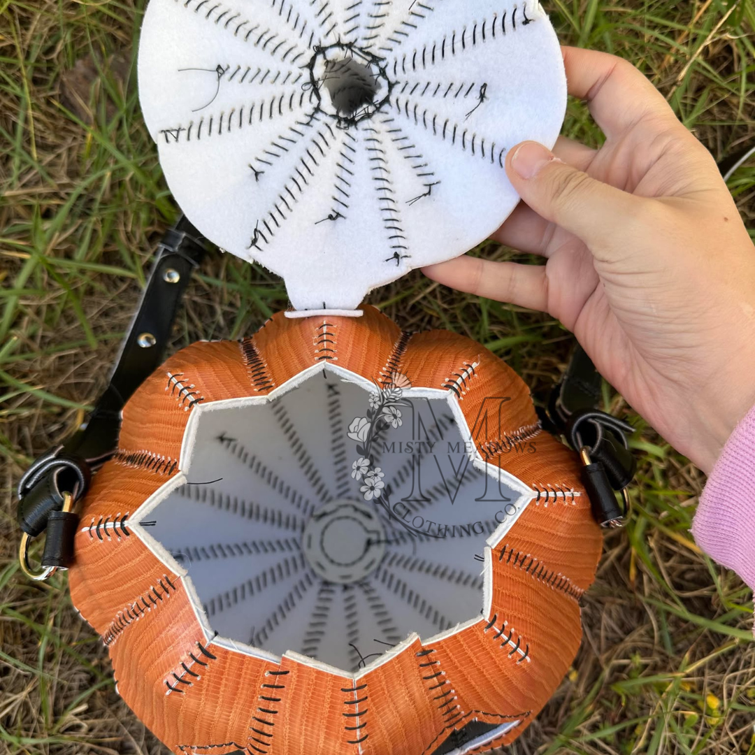 Handstitched Handmade Pumpkin Jack-O-Lantern Purse Bag!