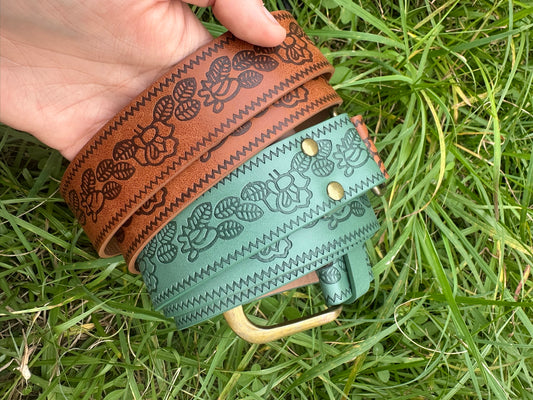 Faux Leather Belt! Green/Brown!